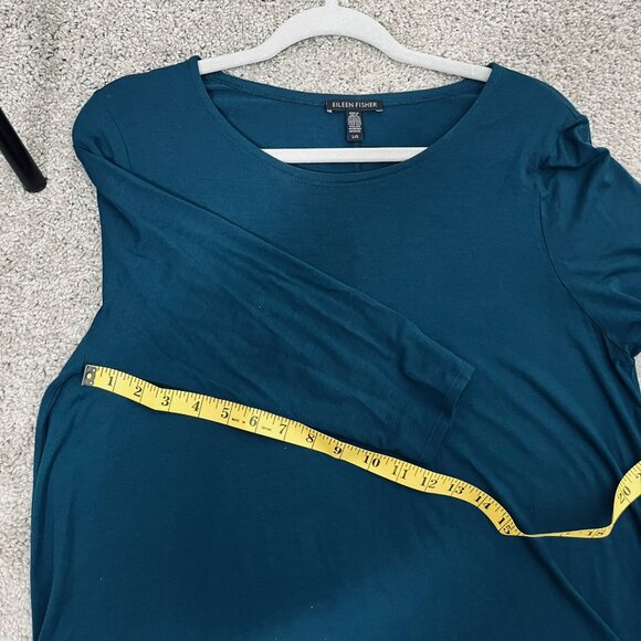 Eileen Fisher Dark Teal Scoop Neck Knit Viscose & Spandex Blend Tunic Top Sz. L - Picture 8 of 8